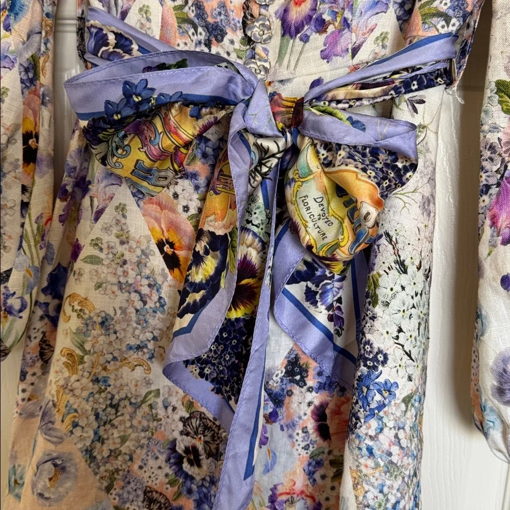 Dream Zimmermann Tama Floral Pansy Print Linen Dress 0/ XS - Picture 3 of 10